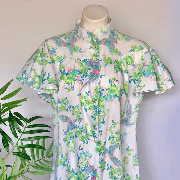 v i n t a g e :: Phoenix Floral Cottagecore Cotton Robe Nightgown - Picture 4 of 13